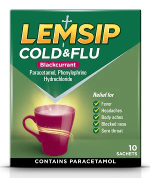 Lemsip Cold & Flu Blackcurrant Powder for Oral Solution 10s