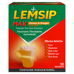 Lemsip Max Cold & Flu Honey & Ginger Powder for Oral Solution 10s